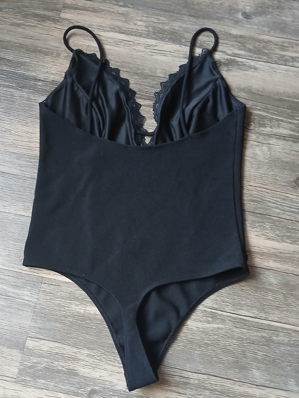 Express Black Lace-Trim Bodysuit Tank Top - Picture 5 of 13